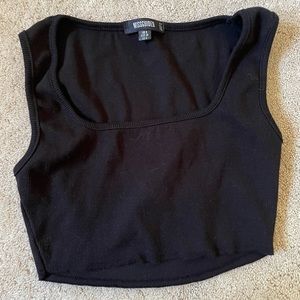 black square neck tank top